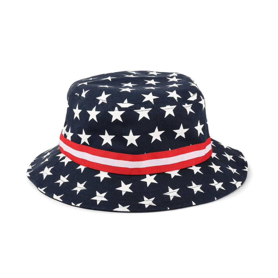 Red white and blue top bucket hat